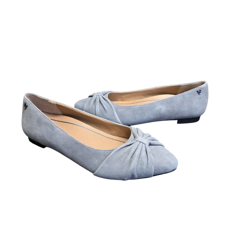 Vionic Gramercy Shoes Women 6.5 Gray Suede Ballet Flats Bow Comfort Pointed Toe